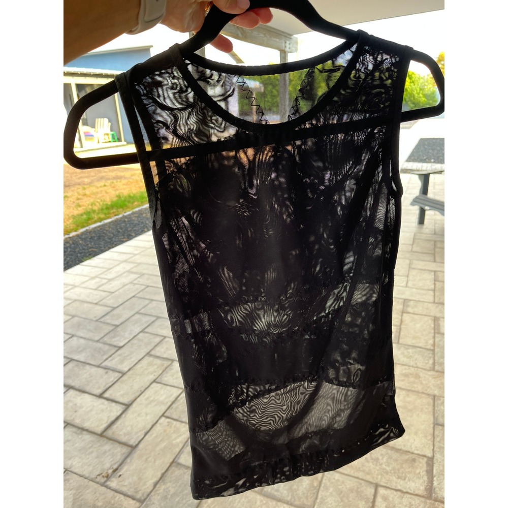 ISUP Mens Black Sheer Mesh Compression Tank Top Athletic Base Layer Large L